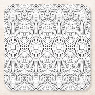 Tribal Zendoodle Design Vierkante Kartonnen Onderzetter