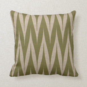 Tribal Zigzag Pattern Olive op Linen Kijk Kussen
