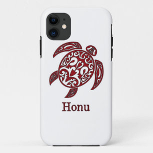 Tribale Abstracte Hawaiiaanse Zee Turtle in Red Ho iPhone 11 Hoesje