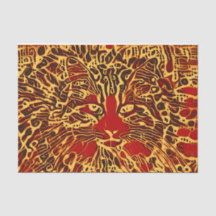Tribale Abstracte tablet Cat Red Yellow Hippie Art Tissuepapier