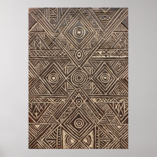 Tribale Afrikaanse Houtsnijwerk Geometrische Kunst Poster