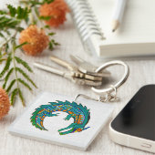 Tribale alligator Art Button Sleutelhanger (Voorkant Rechts)