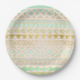 Tribale Aztec Mint en Gold Geometric Paper Bord