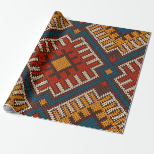 Tribale Aztec naadloos op brei- en wol Cadeaupapier