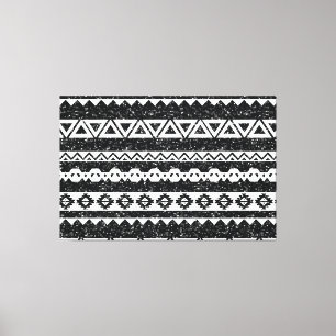 Tribale Azteek Zwarte Glitters Witte Geometrische Canvas Afdruk