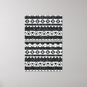 Tribale Azteek Zwarte Glitters Witte Geometrische Canvas Afdruk