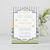 Tribale baby shower uitnodiging, Azteek, Pijlen, B Kaart (Staand voorkant)