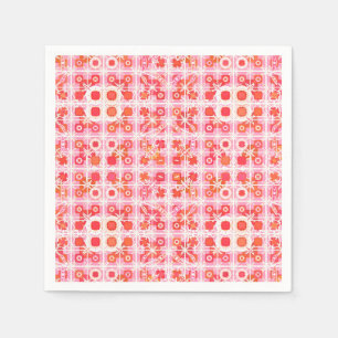 Tribale batik - aardbeiroze en rood servet