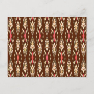 Tribale batik - Bruin, Tan en Koraal Briefkaart