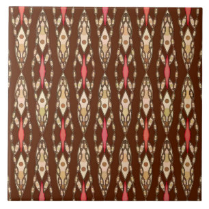 Tribale batik - Bruin, Tan en Koraal Tegeltje