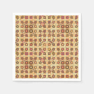 Tribale batik - chocolade bruin en kamelan servetten