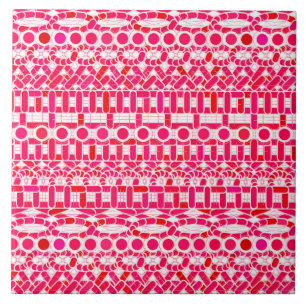 Tribale batik - Diep rood, maron en wit Tegeltje