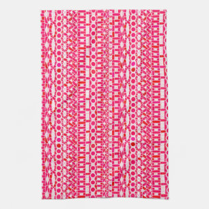 Tribale batik - Diep rood, maron en wit Theedoek