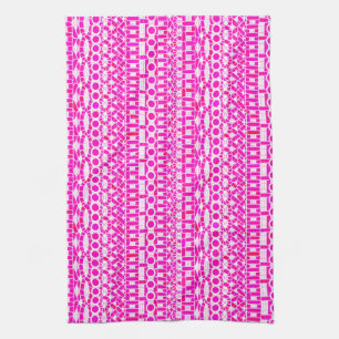 Tribale batik - fuchsia, magenta, orchid en wit theedoek