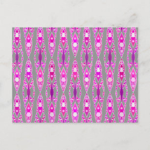 Tribale batik - Fuchsia Pink, Violet en Grey Briefkaart