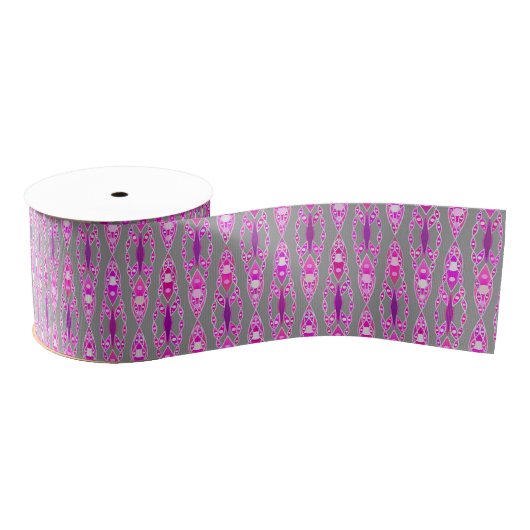 Tribale batik - Fuchsia Pink, Violet en Grey Grosgrain Lint (Spoel)