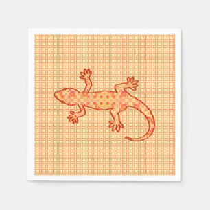 Tribale batik Gecko - koraal en licht sinaasappel Servetten