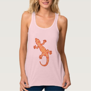 Tribale batik Gecko - koraal en licht sinaasappel Tanktop