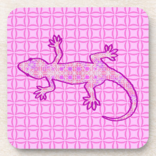 Tribale batik Gecko - orchid en shell roze Bier Onderzetter
