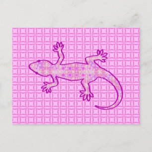 Tribale batik Gecko - orchid en shell roze Briefkaart