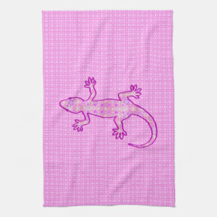 Tribale batik Gecko - orchid en shell roze Theedoek