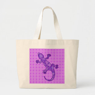Tribale batik Gecko - violet en amethisch paars Grote Tote Bag