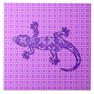 Tribale batik Gecko - violet en amethisch paars Tegeltje