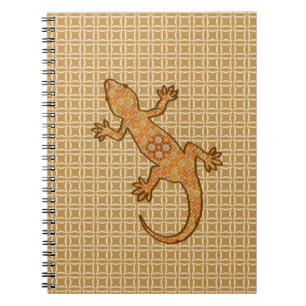Tribale batik gekko - roest, amber en lichtbruin notitieboek