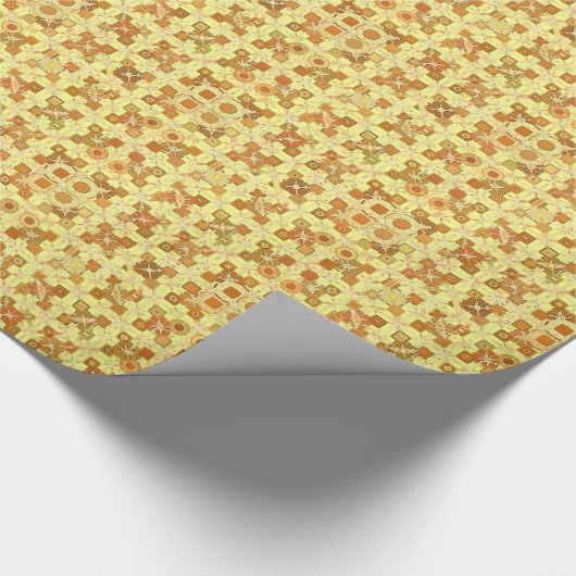 Tribale batik - goudgeel, bruin en geelbruin cadeaupapier (Hoek)