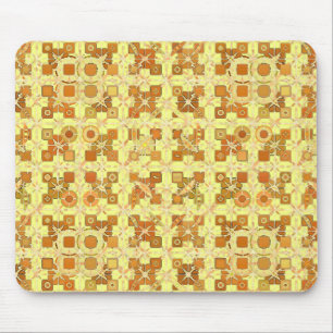Tribale batik - goudgeel, bruin en geelbruin muismat