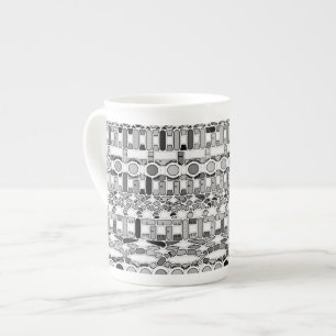 Tribale batik - grijze tinten porselein kop