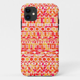 Tribale batik - koraal oranje en koraalroze iPhone 11 hoesje