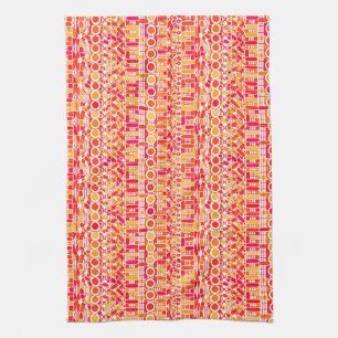 Tribale batik - koraal oranje en koraalroze theedoek