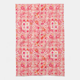 Tribale batik - koraalroze, koraal sinaasappel en theedoek