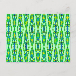 Tribale Batik - Mint, Smaragdgroen en Blauw Briefkaart