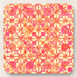 Tribale batik - oranje, koraalroze en fuchsie onderzetter