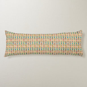 Tribale batik - Perzikroze en Turquoise Lichaamskussen