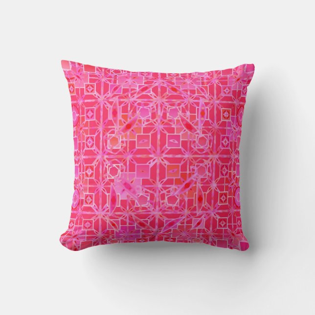 Tribale batik - schaduwen van fuchsia roze kussen (Voorkant)