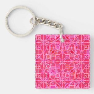 Tribale batik - schaduwen van fuchsia roze sleutelhanger