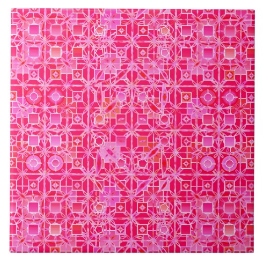 Tribale batik - schaduwen van fuchsia roze tegeltje (Voorkant)