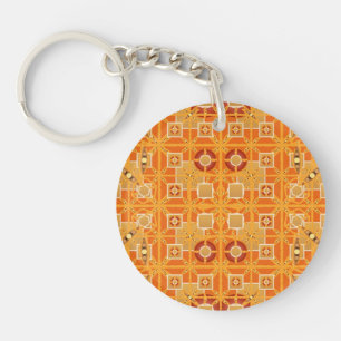 Tribale Batik - tinten amber en bruin Sleutelhanger