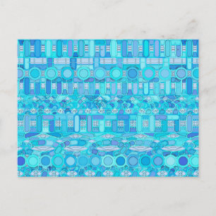 Tribale batik - tinten blauw briefkaart