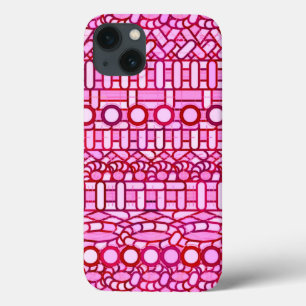 Tribale Batik - tinten roze en bordeauxrood iPhone 13 Hoesje
