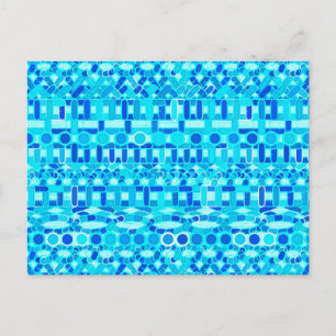 Tribale Batik - turquoise, aqua en kobaltblauw Briefkaart