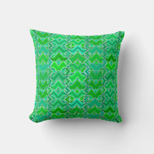 Tribale Batikprint, Jade Groen en Limoengroen Kussen