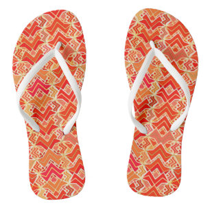 Tribale batikprint, mandarijn en licht oranje teenslippers
