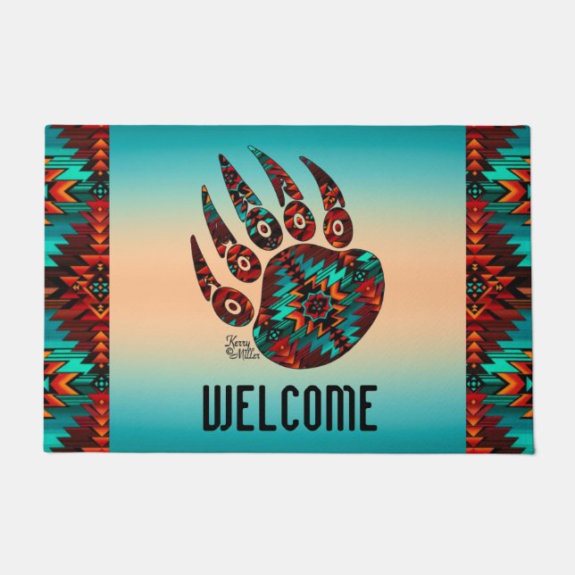 Tribale Beer Paw Doormat Deurmat (Voorkant)