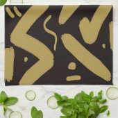 Tribale Black en Gold Theedoek (Gevouwen)