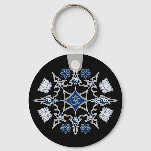 Tribale boeddhistische symbolen sleutelhanger (Voorkant)