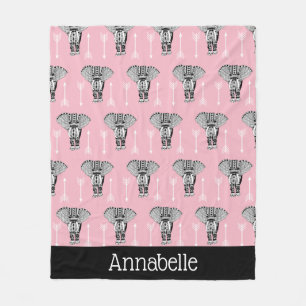 Tribale Boheemse Olifanten en witte pijlen Fleece Deken